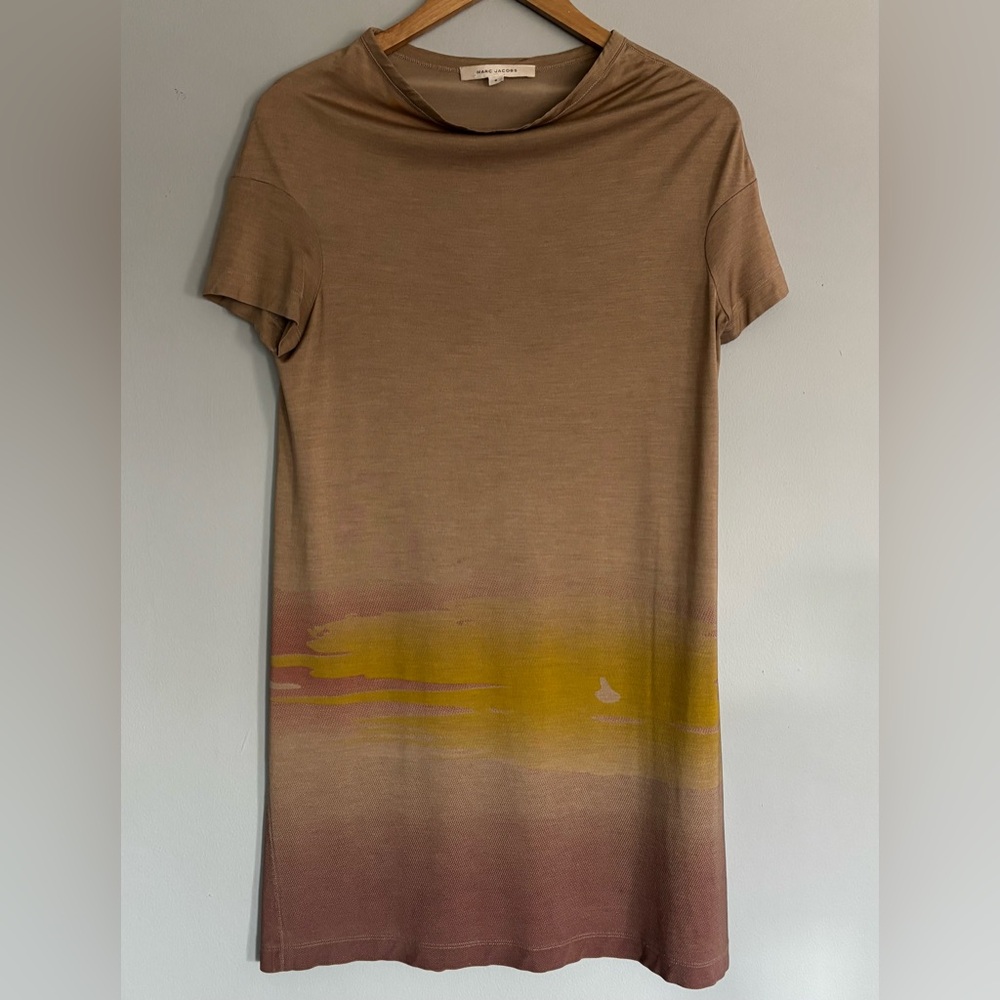 Vintage Marc Jacobs Sunset Ombre Silk Dress - Draped Cowl Neck Size 8